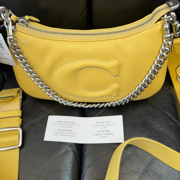 Coach Teri Shoulder Bag With Signature Quilting Silver/retro yellow - Picture 1 of 12